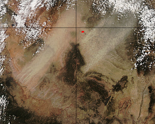 Image of Aqua/MODIS 2013/106 19:55 UTC Dust storms in the Four Corners, Southwest United States<br>(afternoon overpass), Pixel size 1km