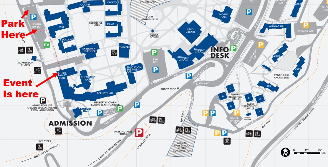 Map to event location at Sitter Family Hall